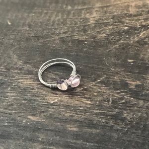 Wire wrapped Amethyst beads ring - size 7